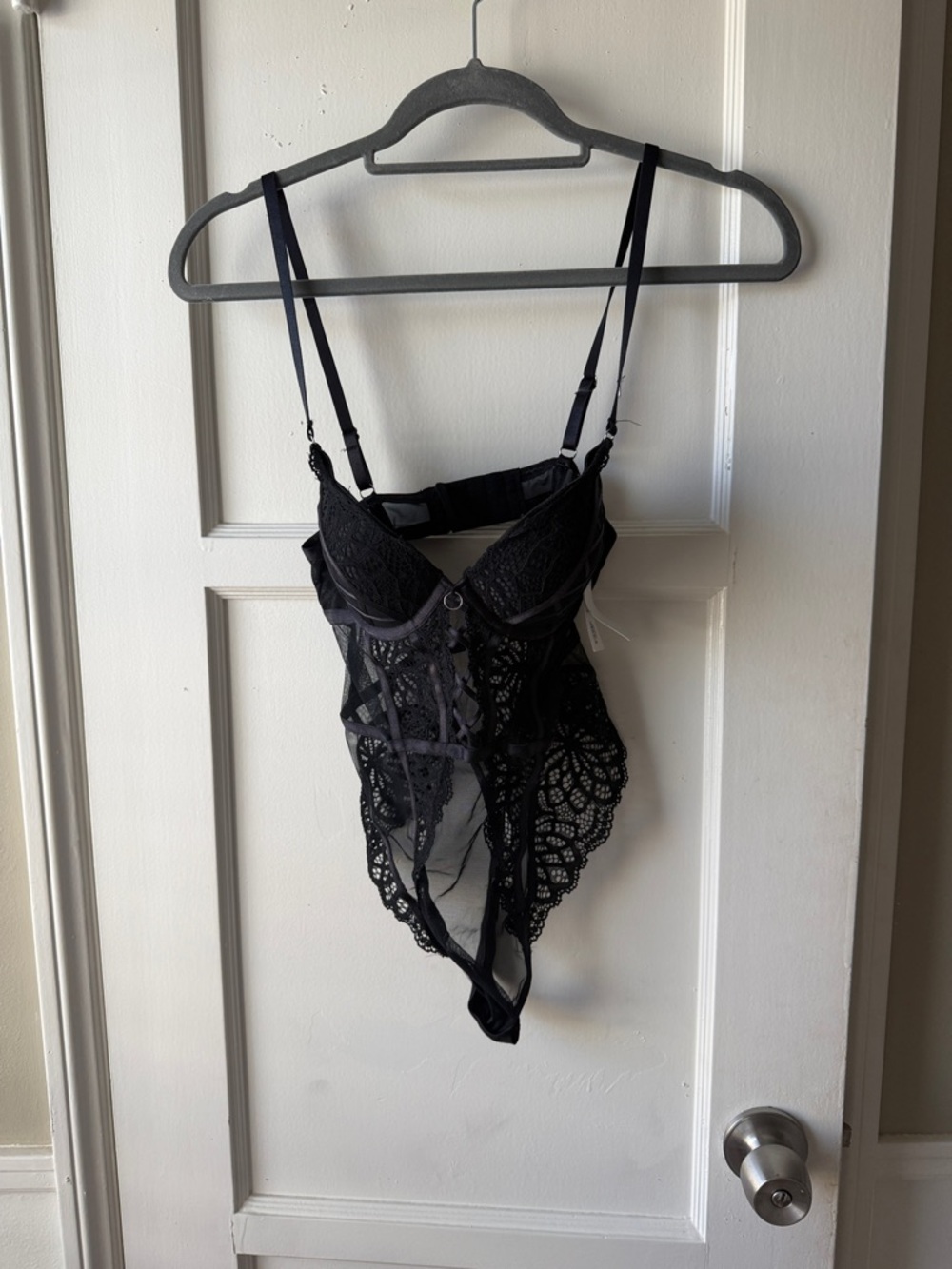 Black Lace Bodysuit Teddy - Women's Intimates
